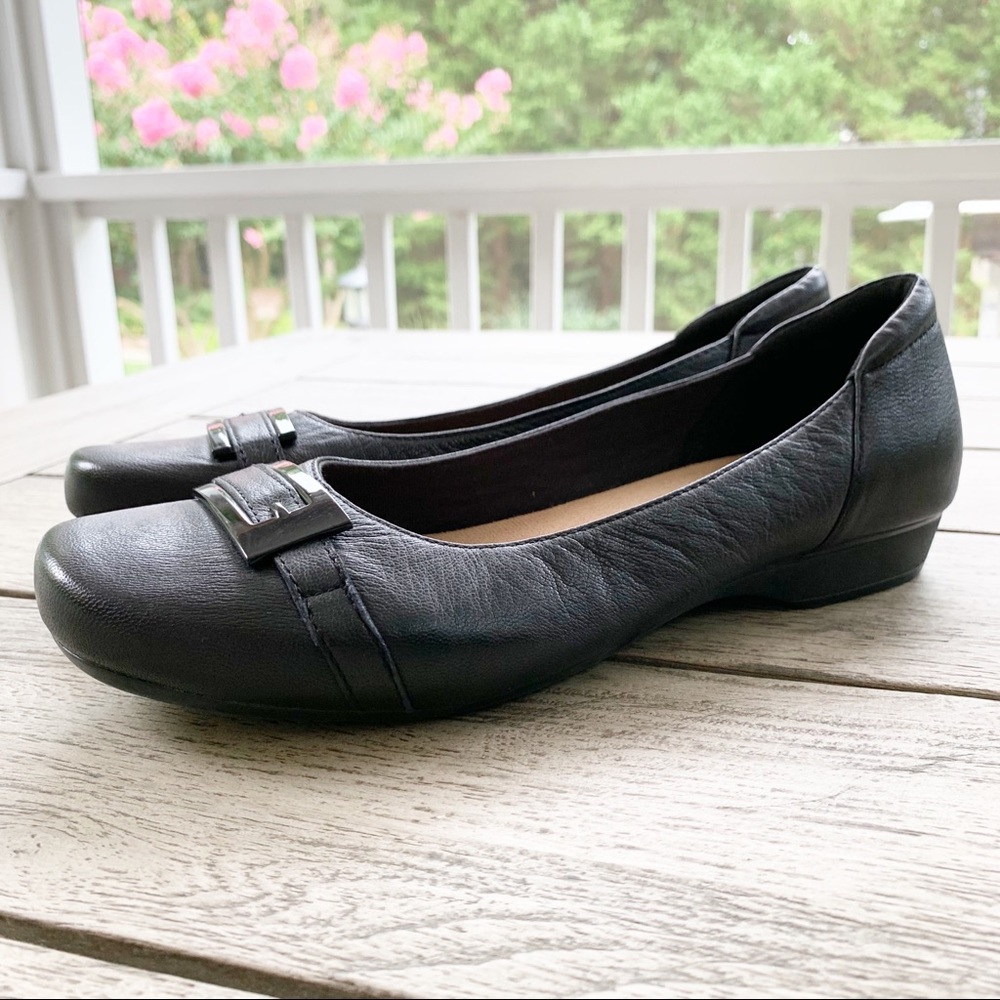 CLARKS Collection Black Leather Flats